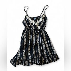 Angie Black and Cream Mini Dress with Tie Waist Size Small